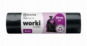 Mercator clean big, duże worki na śmieci 120 litrów 25 szt., folia LDPE